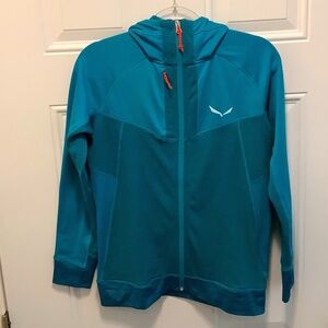 Salewa| Women Pedroc PGD Full-Zip Blue Hooded Jacket Polartec Chest Pocket LG